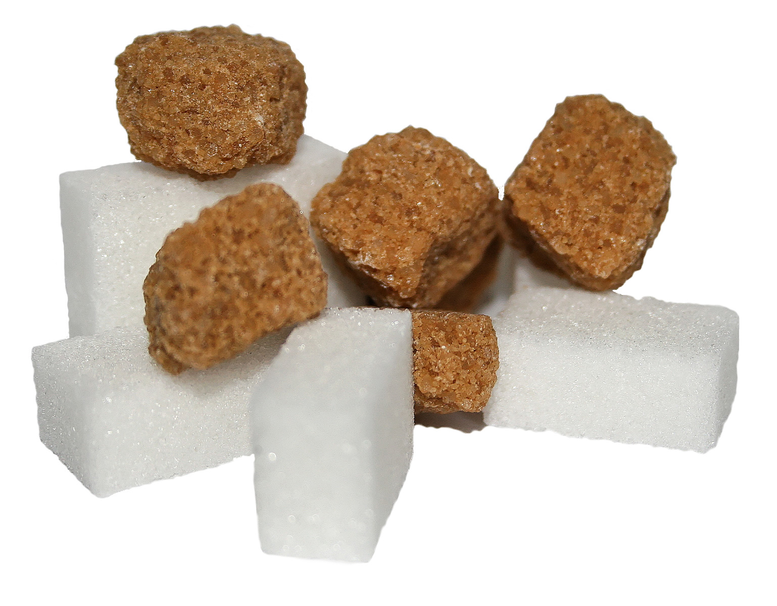 white and brown sugar cubes